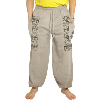 Thai Hose grau Baumwolle - Ethno Print