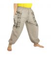 Thai Hose grau Baumwolle - Ethno Print