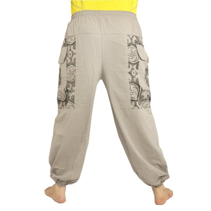 Thai trousers gray cotton - Ethnoprint