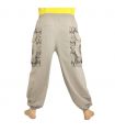Thai Hose grau Baumwolle - Ethno Print
