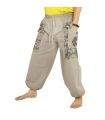 Thai Hose grau Baumwolle - Ethno Print