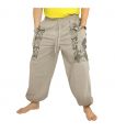 Thai Hose grau Baumwolle - Ethno Print