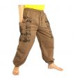 Thai pants dark khaki cotton - ethnic print