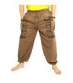 Thai Hose dunkles khaki Baumwolle - Ethno Druck