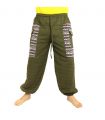 Thai Hose Cottonmix mit Stoff Applikation oliv grün