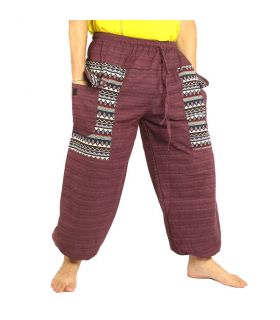 pantalones tailandeses Cottonmix aplicación de tela de color púrpura