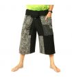 Pantalones cortos de pescador tailandés pantalones de retazos negros