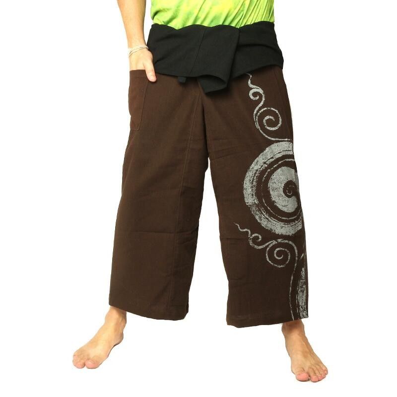 Thai Fischerhose - mit Spiral Aufdruck braun