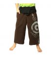 Pantalon de pêcheur thaïlandais - avec impression en spirale marron