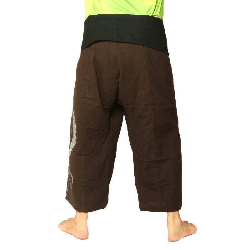 Thai fisherman pants - with spiral print brown