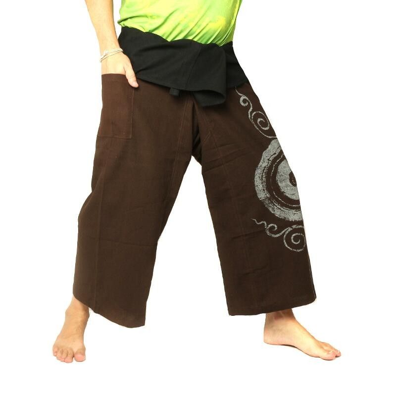 Thai Fischerhose - mit Spiral Aufdruck braun