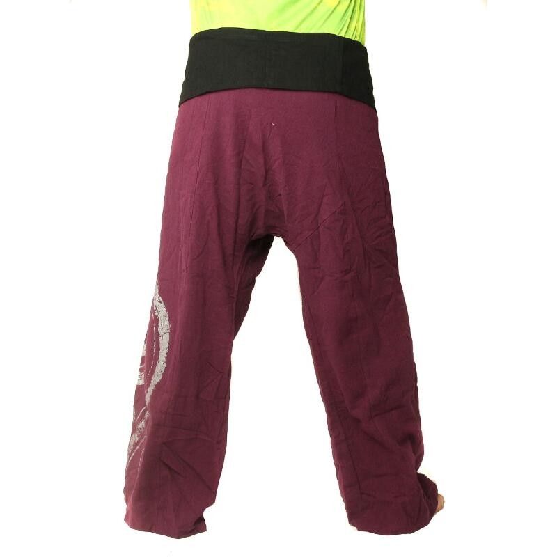 Thai Fischerhose  extra lang - violett mit Spiral Aufdruck- Baumwolle
