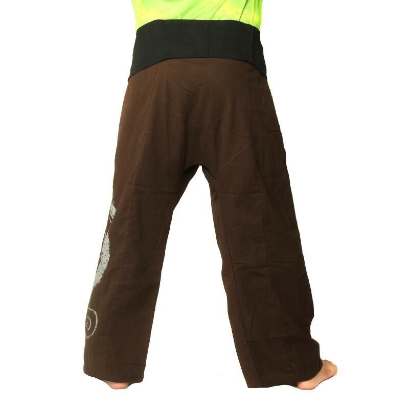 Thai Fisherman Pants extra lang - braun mit Spiral Aufdruck- Baumwolle