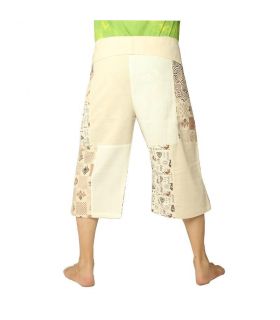 Pantalon de pêcheur thaïlandais patchwork shorts crème