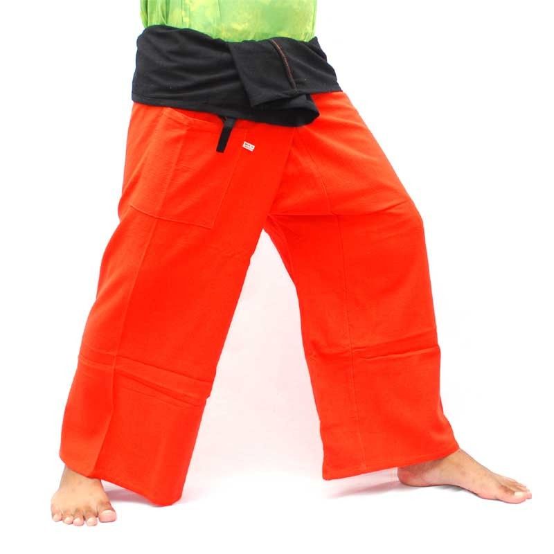 Thai Wickelhose - zweifarbig - orange schwarz Fairtrade