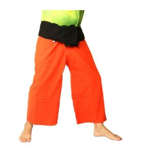 Pantalones Thai Wrap - bicolor - naranja negro Fairtrade