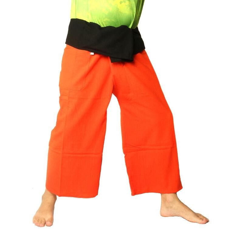 Thai Wickelhose - zweifarbig - orange schwarz Fairtrade