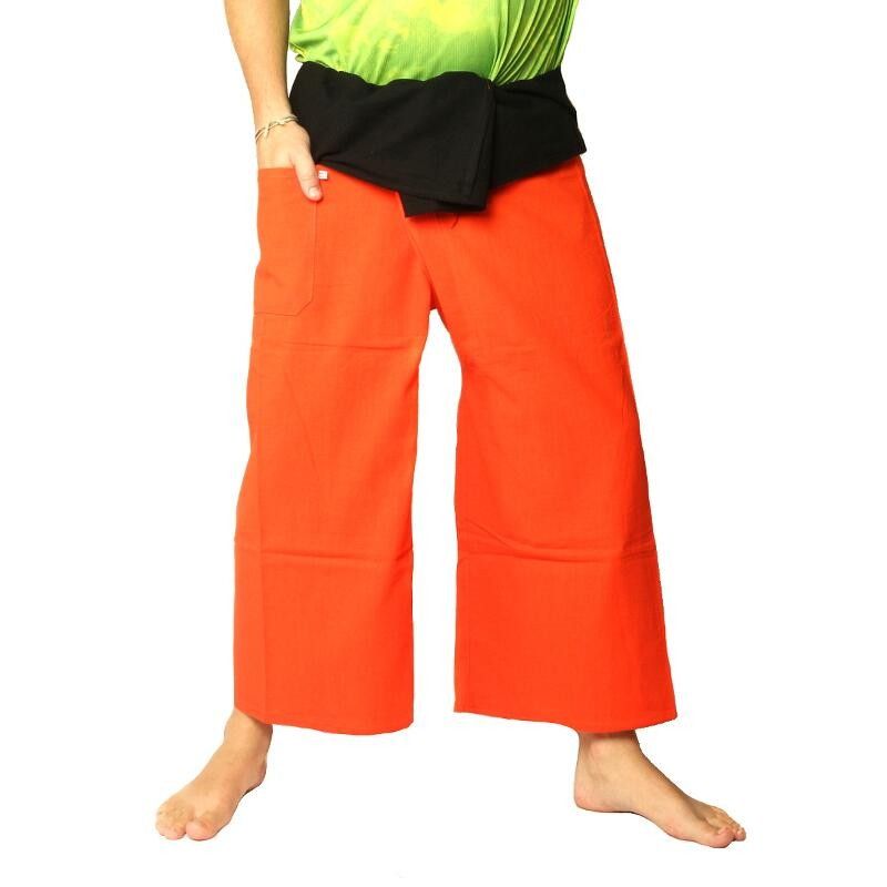 Thai Wickelhose - zweifarbig - orange schwarz Fairtrade