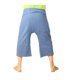 Pantalones cortos pescador tailandés de algodón grueso - de color azul claro