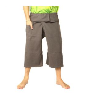Pantalones cortos pescador tailandés de algodón grueso - gris