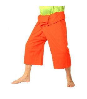 Pantalones cortos pescador tailandés de algodón grueso - naranja