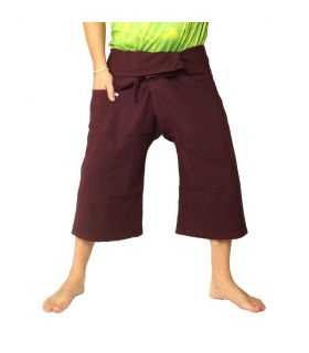 Pantalones cortos de pescador tailandés algodón pesado - mangostán púrpura oscuro