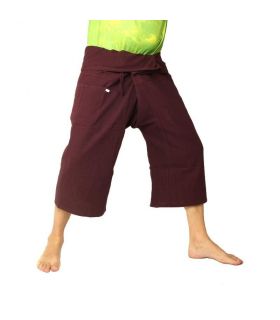 Pantalones cortos de pescador tailandés algodón pesado - mangostán púrpura oscuro
