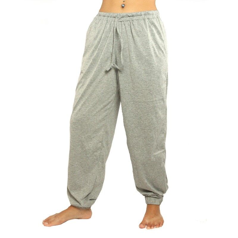 Chillerhose grau mit Seitentaschen Stretch Baumwolle