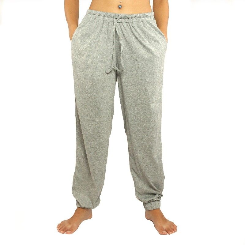 Chillerhose grau mit Seitentaschen Stretch Baumwolle