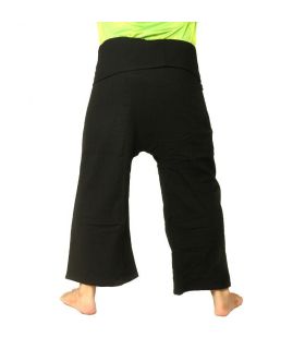 Pantalones de pescador tailandés de algodón pesado - negro Fairtrade