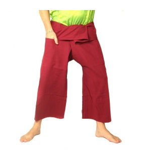 Pantalon de pêcheur thaïlandais en coton épais - rouge Fairtrade