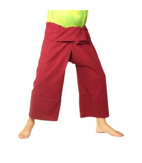 Pantalon de pêcheur thaïlandais en coton épais - rouge Fairtrade