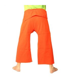 Pantalones de pescador tailandés de algodón pesado - naranja Comercio Justo