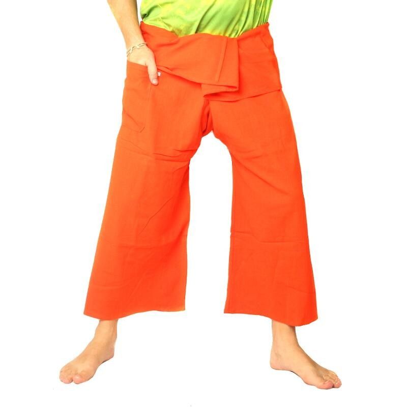 Thai fisherman pants from heavy cotton - orange Fairtrade