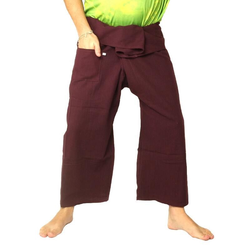 Pantalon de pêcheur thaïlandais en coton lourd - mangoustan violet foncé Commerce équitable
