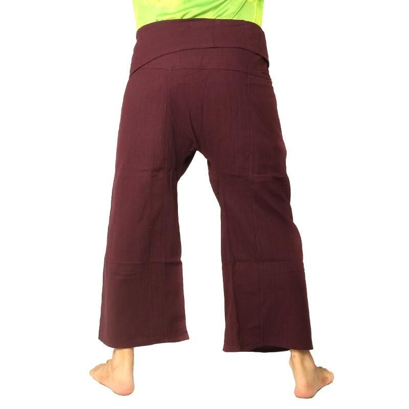 Pantalon de pêcheur thaïlandais en coton lourd - mangoustan violet foncé Commerce équitable