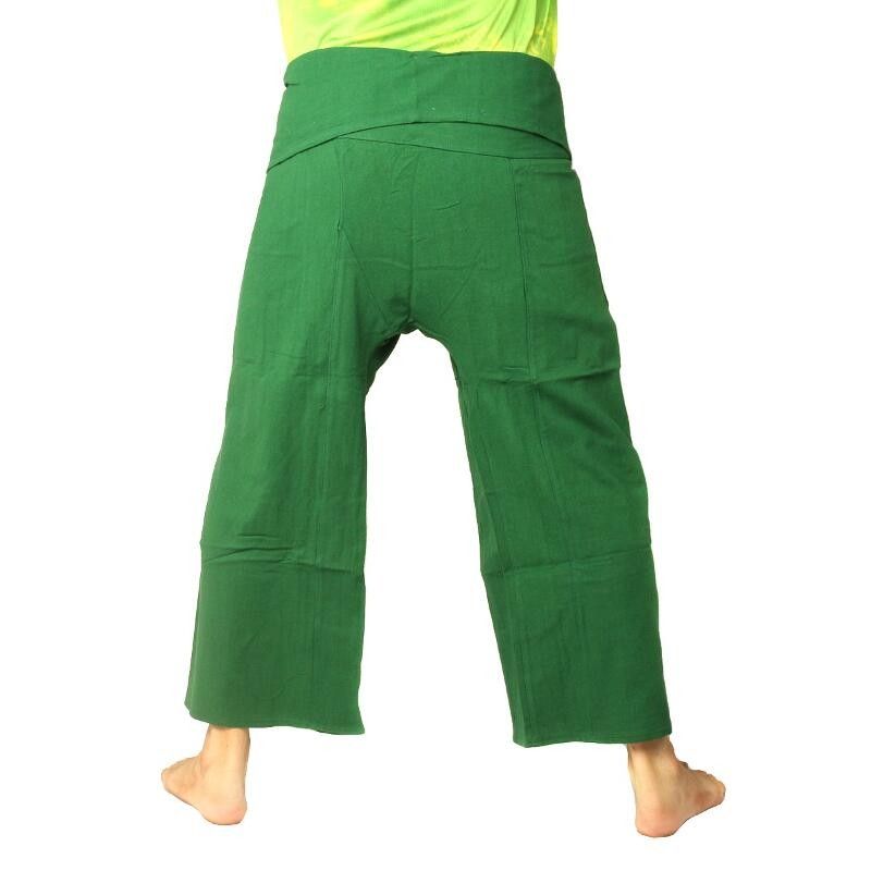 Pantalon de pêcheur thaïlandais en coton épais - vert Fairtrade