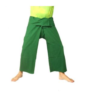 Pantalon de pêcheur thaïlandais en coton épais - vert Fairtrade