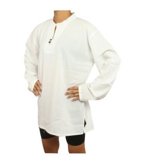 Thai Hemd aus Baumwolle fairtrade weiß Größe L
