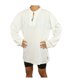 camisa de algodón tailandés de comercio justo blanco tamaño L