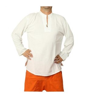 Thai Hemd aus Baumwolle fairtrade weiß Größe XXL