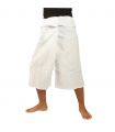 3/4 short Thai fisherman pants - white - cotton