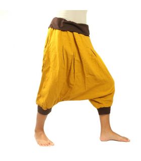 Aladinhose Damen und Herren mit 2 großen Taschen hinten ockergelb braun