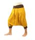 Pantalones Anchos damas y caballeros con 2 grandes bolsillos en la espalda de color amarillo ocre marrón