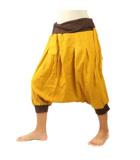 Aladinhose Damen und Herren mit 2 großen Taschen hinten ockergelb braun