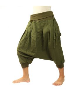 3/4 Aladinhose - Pisett oliv mit 2 Hintertaschen