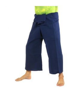 Pantalones de pescador tailandés de algodón pesado - azul