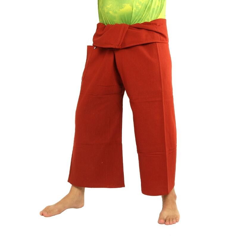Pantalones de pescador tailandés de algodón pesado - rojo Fairtrade
