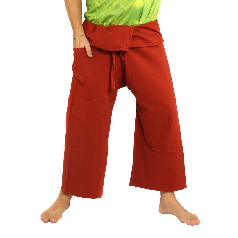 Pantalones de pescador tailandés de algodón pesado - rojo Fairtrade