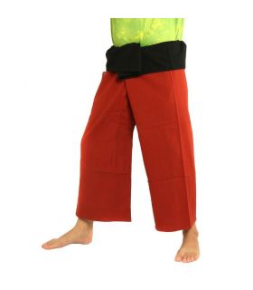 Thai Wrap Pants - bicolore rouge noir Fairtrade